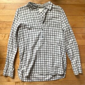 J.Crew Grey and White Plaid Popover